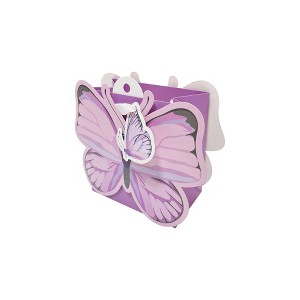 Bows And Sparkles Medium Die Cut Butterfly Birthday Gift Bag with Tag Purple - 1 of 3