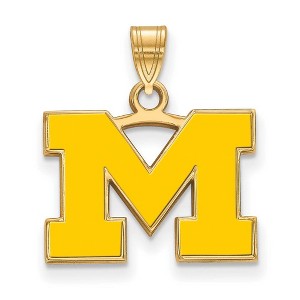 Black Bow Jewelry 14k Yellow Gold Plated Sterling Silver Michigan Wolverines NCAA Small Pendant - 1 of 3