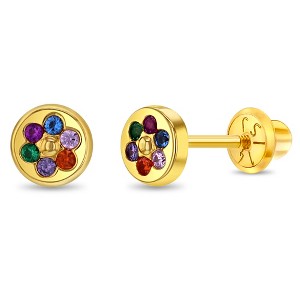 Girls' Multicolored Flower Screw Back 14k Gold Earrings - In Season Jewelry - 1 of 3