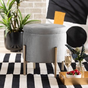 Malina Velvet Metal Storage Ottoman - Baxton Studio - 1 of 4