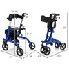 Gymax Aluminum Rollator Walker with Seat Folding Rolling Walker W/ Reversible Backrest Adjustable Wheelchair for Senior & Disabled People Red/Blue - 4 of 4