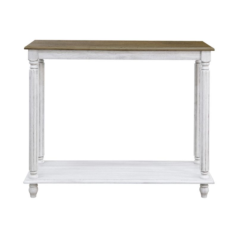 Galano Moshiem 35.4 in. Spray Paint White with Oak Rectangular Solid Wood Console Table, 3 of 11