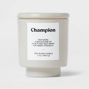 Grey Exterior Painted Glass w/ Glass Lid Citrus and Acai Berry "Champion" 7oz - Room Essentials™ - 1 of 3