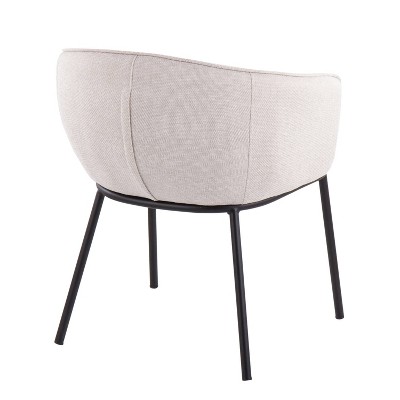 Cream Upholstered Arm Chair with Black Steel Frame