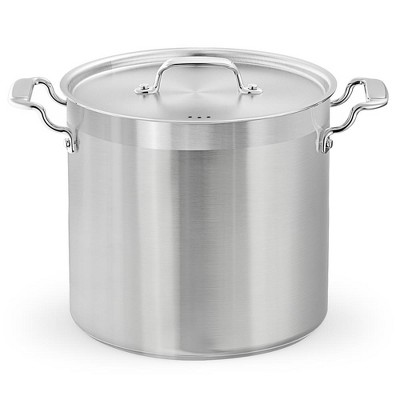 Cook N Home Stockpot Large pot Sauce Pot Induction Pot With Lid  Professional Stainless Steel 20 Quart, with Stay-Cool Handles, silver