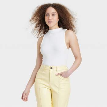 Women's U-neck Slim Fit Tank Top - A New Day™ White Xs : Target