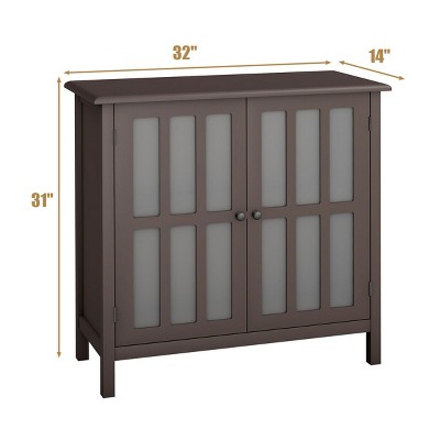 Elegant Modern Brown MDF and Glass Sideboard Storage Cabinet
