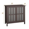 Costway Storage Buffet Cabinet Glass Door Sideboard Console Table Server Display Brown - 2 of 4