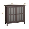 Costway Storage Buffet Cabinet Glass Door Sideboard Console Table Server Display Brown - image 2 of 4