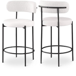 Meridian Furniture,Beacon Cream Vegan Leather Seat Stool, Set of 2 - 1 of 4