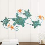Sea Turtles Wall Art with Shells and Starfish- Nautical 3D Metal Hanging Décor-Vintage Coastal Under Water Sea Life Ocean Home Artwork by Lavish Home