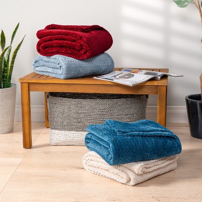 Wine Red Lightweight Fleece Flannel Throw Blanket