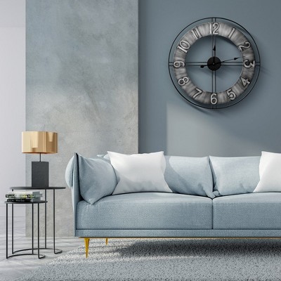 Sorbus 24" Distressed Gray Oversized Metal Wall Clock
