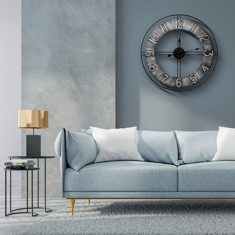 Sorbus 24" Distressed Industrial Gray Oversized Round Metal Wall Clock - Beautifully decorate any wall space in the household, 4 of 9