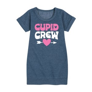 Girls' - Instant Message - Valentine's Day Cupid Crew Graphic Short Sleeve Fleece Dress - 1 of 4