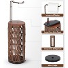 Chery Life Brown Freestanding Toilet Paper Holder with Storage, Handmade Woven Toilet Paper Roll Holder Stand, 3 Rolls of Tissue Holder - 2 of 4
