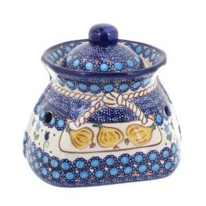 Blue Rose Polish Pottery 98 Vena Small Garlic Keeper - 1 of 1