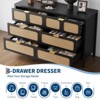 6 Drawer Dresser Rattan Dresser with Metal Handles, Farmhouse Wood Storage Chest of Drawers for Bedroom, Living Room, Hallway, Entryway - 4 of 4