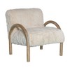HomeRoots 30" Off White and Natural Faux Fur And Wood Arm Chair - 4 of 4