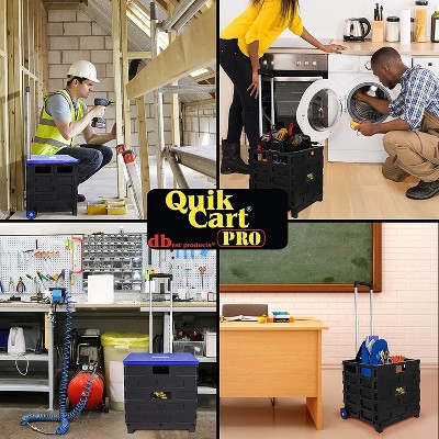 Blue and Black Aluminum Collapsible Wheeled Utility Cart with Seat