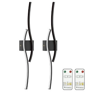 DORESshop 32 in. 2-Light Black Wireless Dimmable Wall Lamps, 32-Inch Warm 3000K Light for Cozy Bedroom Living Room, Set of 2 - 1 of 4