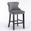 A&A Furniture,Contemporary Velvet Upholstered Wing-Back Barstools with Button Tufted Decoration and Wooden Legs,  Bar Chairs,Set of 2 - 2 of 4