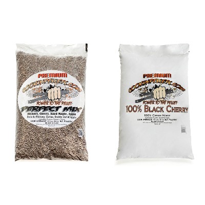 CookinPellets Perfect Mix Hickory, Cherry, Hard Maple, Apple Wood Pellets Bundle with Black Cherry Smoker Smoking Hardwood Wood Pellets, 40 Lb Bags