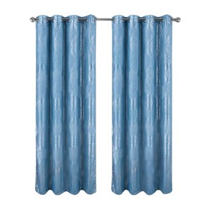 RT Designer Collection Hailey Halo Foil Blackout Grommet Curtain Panel 52" x 90" Wedgewood - 1 of 4