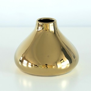 Fabulaxe Decorative Ceramic Modern Centerpiece Table Flower Vase, Gold - 1 of 4