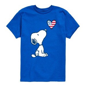 Boys' - Peanuts - Snoopy Flag Heart Short Sleeve Graphic T-Shirt - 1 of 4
