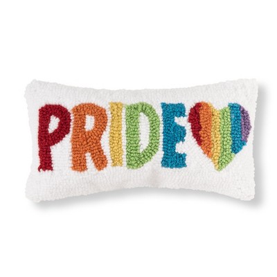 C&F Home 6" x 12" Pride Heart Rainbow Hooked Decorative Love is Love Throw Pillow