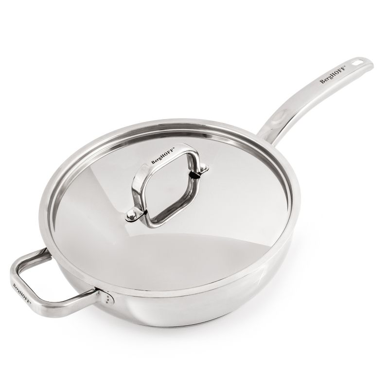 BergHOFF Belly Shape 18/10 Stainless Steel Skillet with Stainless Steel Lid, 3 of 5
