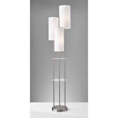 Brushed Steel Multi-Light Floor Lamp with Acrylic Shelves