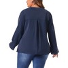 Agnes Orinda Women's Plus Size Chiffon Pleated Back V Neck Long Sleeve Rolled Up Dressy Casual Blouses - 4 of 4
