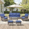 Belord Patio Furniture Set, All Weather Gray Wicker Outdoor Conversation Set with Patio Couch, Swivel Patio Rocker, High Back and 4" Thick Cushions - 2 of 4