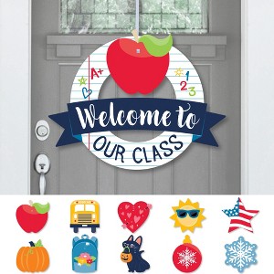 Big Dot of Happiness Welcome to Our Class - Front Door First Day of School Classroom Seasonal Decor - Interchangeable Wreath - 1 of 4