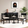 Tangkula Dining Chair w/ Arms Set of 2 Modern Kitchen Chairs & Contoured Backrest Black & Beige - 3 of 4