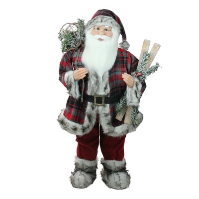  Northlight 36" Red and White Standing Santa Claus Christmas Figurine with Frosted Pine 