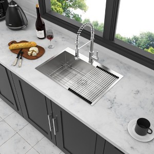 33x22 inch Kitchen Sink Drop In 16 Gauge Stainless Steel 33in Single Bowl Topmount Kitchen Sink Basin - 1 of 4