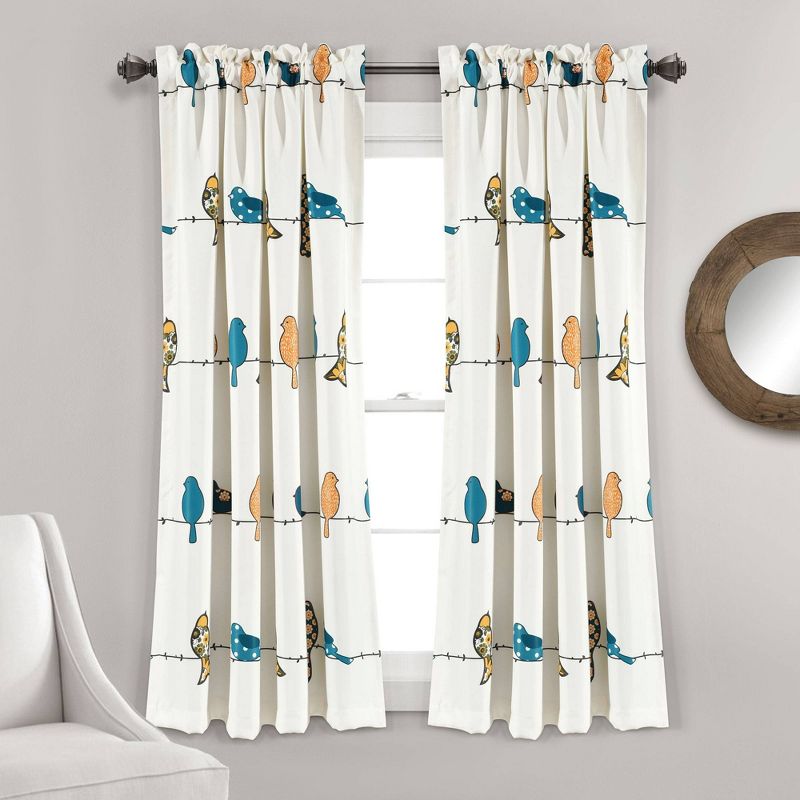 Set of 2 Rowley Birds Light Filtering Window Curtain Panels - Lush Décor, 1 of 11