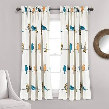 Set of 2 Rowley Birds Light Filtering Window Curtain Panels - Lush Décor