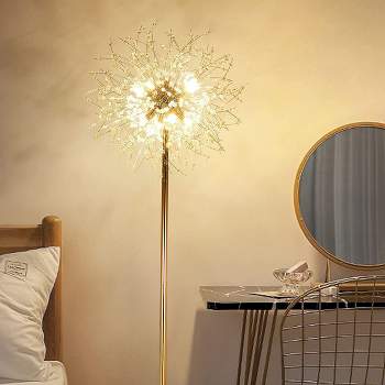 Silver Metal Novelty Floor Lamp Fairy Lights, Sputnik Firework Floor Lamp, 8-Head Modern Crystal Floor Lamp-The Pop Home