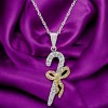 Slickblue Holiday Candy Cane Pendant Necklace, Pave Cubic Zirconia, Rhodium Finish, 16-Inch Chain + Extender - 2 of 3