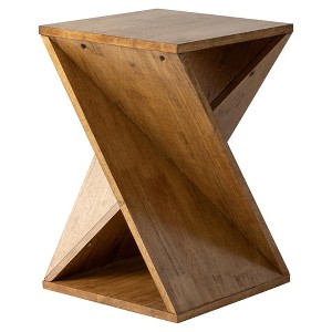 COZAYH Farmhouse End Table, Square Solid Pedestal Design, for Living Rooms, Bedrooms or Office Spaces, Hassle-Free Installation and Assembly, Brown - 1 of 4