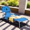 Tangkula Beach Lounge Chair Reclining Chair with 5 Adjustable Positions Detachable Pillow &Hand Ropes Blue/Black/Gray/Turquoise/Beige/Pink - image 2 of 4