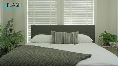 White Vinyl Tufted Upholstered Full Size Headboard with Metal Stands