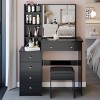 TopComfy Makeup Mirrors Bedside Cabinet Vanity Table Cushioned Stool Extra Large Right Sliding Mirror For Bedroom, Black, 39"*24"*7" - 2 of 4