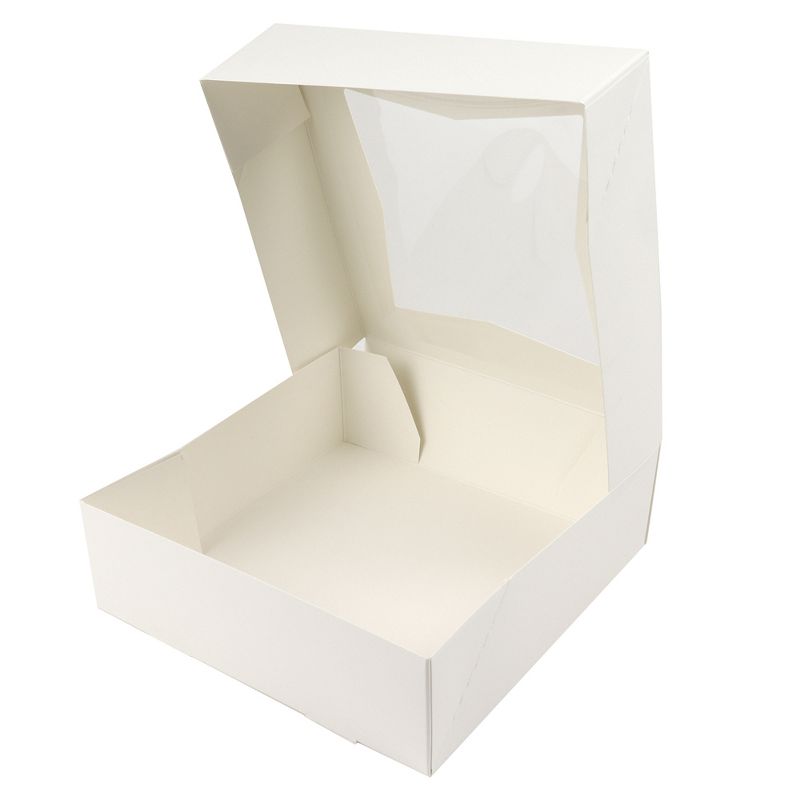 O'Creme White Pie Box, with Window, 10 x 10 x 2.5 Inches Deep - Pack Of 5, 3 of 4