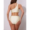 INSPIRE CHIC Women's One Shoulder Elegant Bikini Sets, Push Up Top High Waisted Tummy Control Bottom Swimwear Bathing Suits 1 Set - 3 of 4