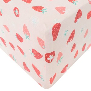 Copper Pearl Premium Crib Sheet - Strawberry - 1 of 4
